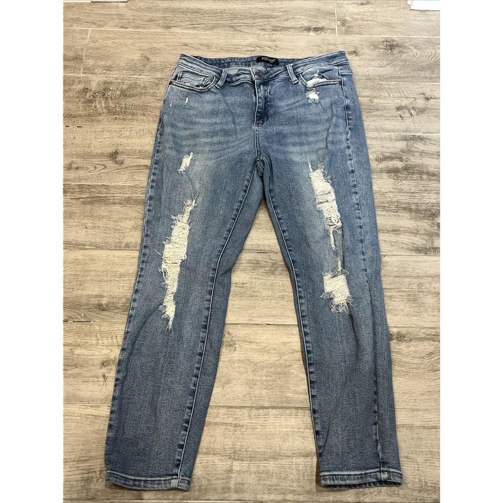 Judy Blue Women Relaxed Fit Distressed High-Rise Stretch Denim Jeans Size 15/32